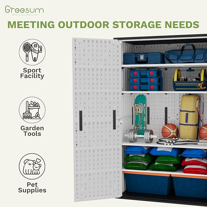 Greesum Outdoor Storage Cabinet, 50 Cu.Ft Deck Box Without Shelves, Waterproof - Image 6