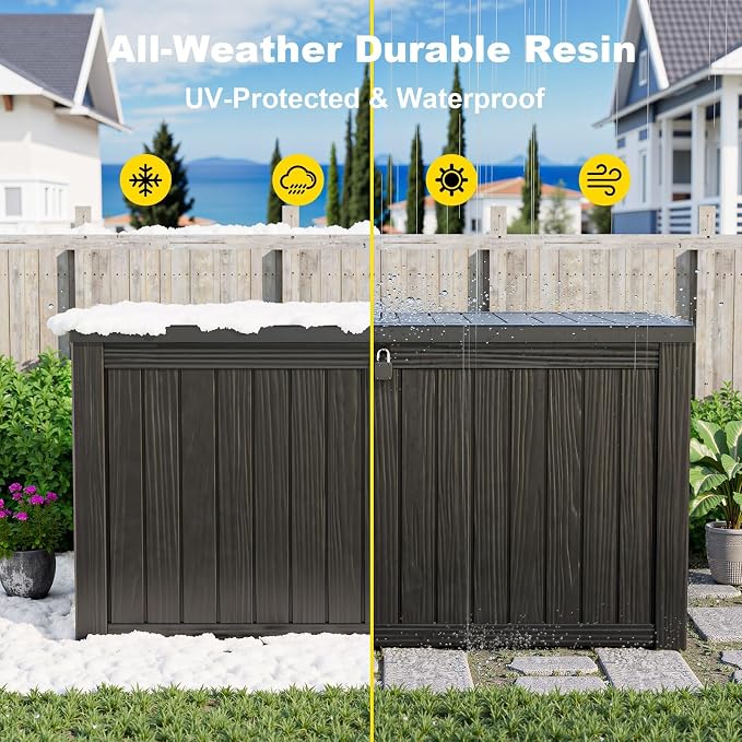 180 Gallon Large Resin Outdoor Storage Deck Box, - Image 5