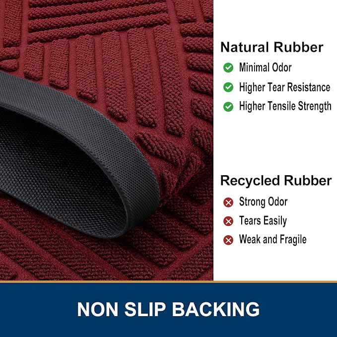 Smiry Front Door Mat Outside Entrance, Heavy Duty Outdoor Indoor Natural Rubber - Image 5