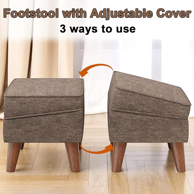 Small Footstool Ottoman with Adjustable Lid, Modern Storage Ottoman, Foot Rest - Image 3