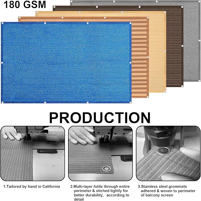 Eden's Decor Balcony Privacy Screen Grey 2'6"x 42' Cover Mesh Windscreen - Image 3