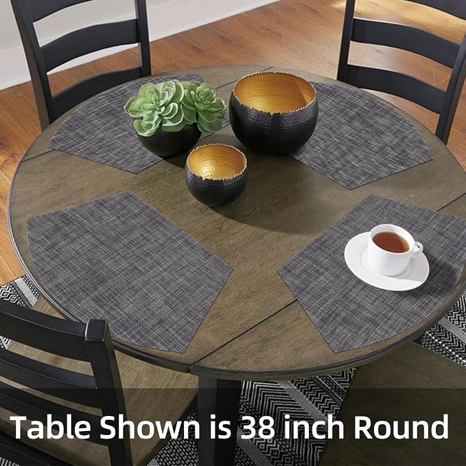 SHACOS Wedge Placemats Set of 4 Woven Vinyl Small Round Table Placemats Wipe - Image 8