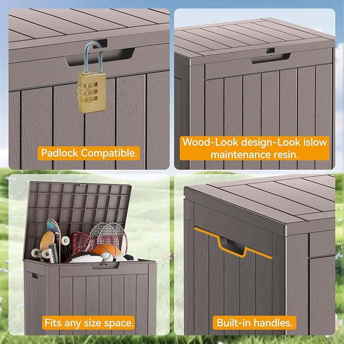 KAMABOKO Deck Box, 32 Gallon Resin Indoor and Outdoor Storage Boxes Waterproof - Image 6