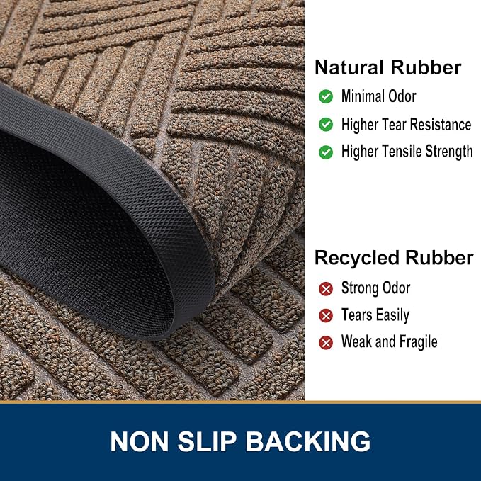 Smiry Front Door Mat Outside Entrance, Heavy Duty Outdoor Indoor Mat, Natural - Image 5