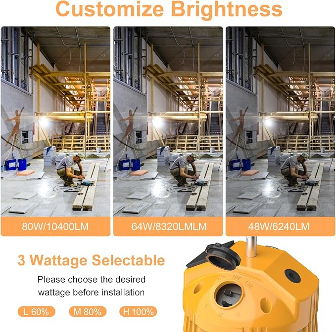 LED Temporary Work Light, 48W/64W/80W Adjustable, 4500K/5000K/5700K CCT - Image 3