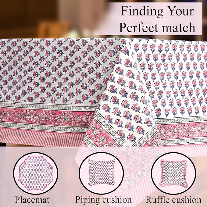 CPC Tablecloth 100% Cotton 60x60 Inch Indian Block Print Square Table Cover - Image 8