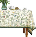 Linen Table Cloth Rectangle, Wrinkle Resistant French White and Green by bilingaier