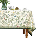 Linen Table Cloth Rectangle, Wrinkle Resistant French White and Green by bilingaier