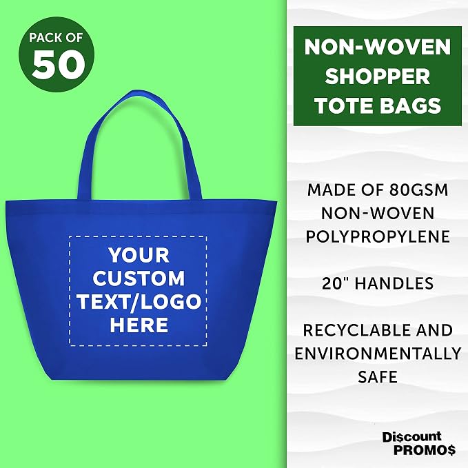 DISCOUNT PROMOS Custom Southern Style Grocery Tote Bags Set of 50 - Image 3