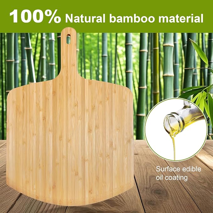 Pizza Peel 12inch Bamboo Pizza Paddle Wooden Pizza Peel Pizza Server - Image 5