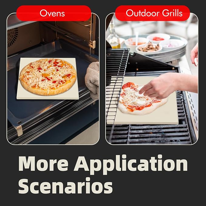14" Square Pizza Stone, Heavy Duty Cordierite Pizza Pan - Image 6