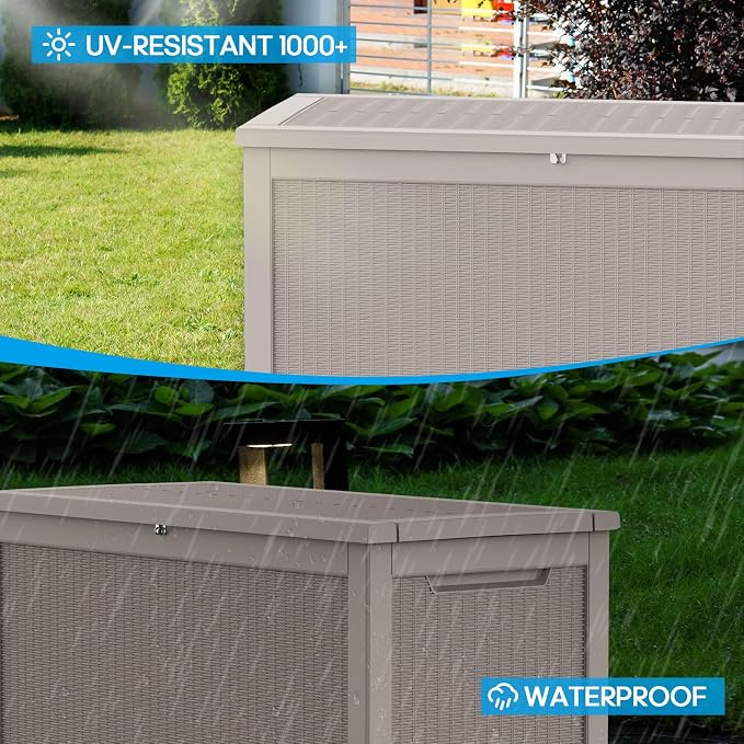 320 Gallon Waterproof Outdoor Storage Box, Large Resin Deck Box, Lockable - Image 3