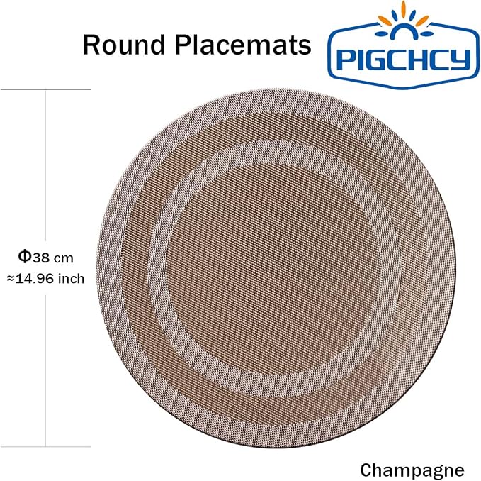 PIGCHCY Round Placemat Set of 8 Vinyl Washable Kitchen 15 inch Table Placemats - Image 2
