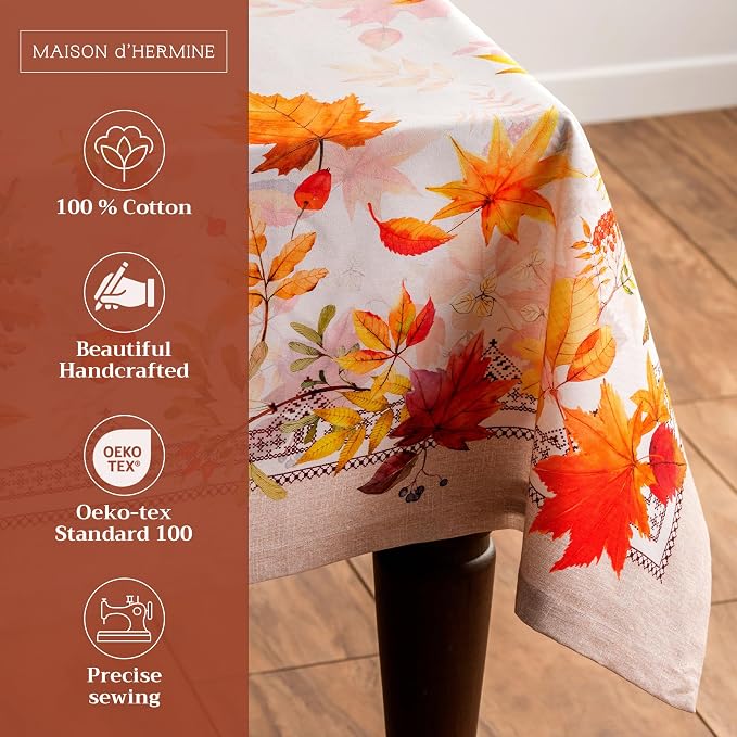 Maison d' Hermine Table Cloth Rectangle Table 100% Cotton 70 x 140 Inches Fall - Image 2