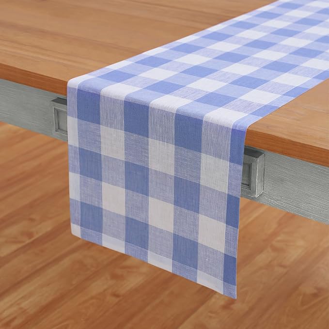 Solino Home Linen Checkered Table Runner 48 Inches - Image 2