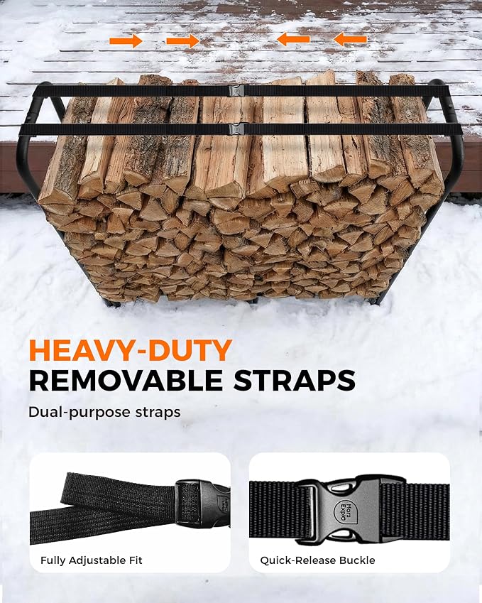 5ft Firewood Log Rack with Cover Outdoor, Heavy Duty Indoor Outdoor Firewood - Image 3