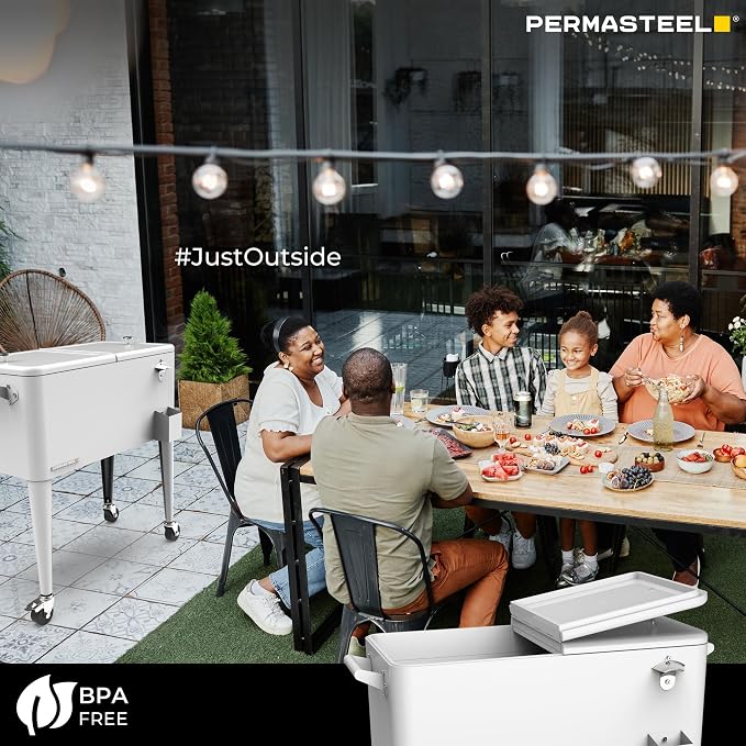 Permasteel 80 Quart Party Cooler, Rolling Ice Chest - Image 7