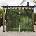 Nature Theme Outdoor Curtains for Patio Waterproof, Forest Pattern, UV and Fade by Lirduipu