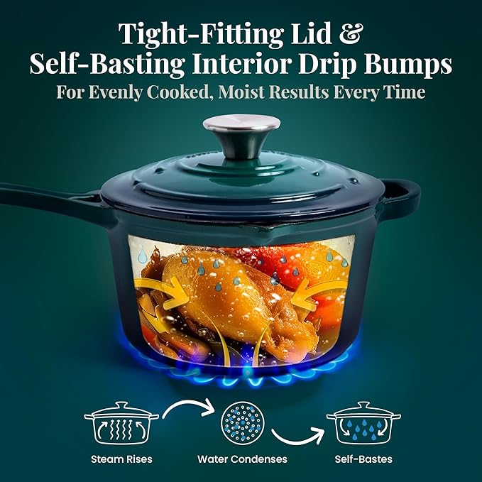 Saucepan, 2.2 Qt Enameled Cast Iron with Lid in Bondi