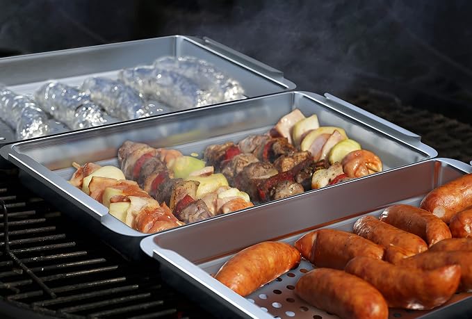 Yukon Glory BBQ Vegetable Grill Basket Set, Stainless Steel, 3 Baskets - Image 8