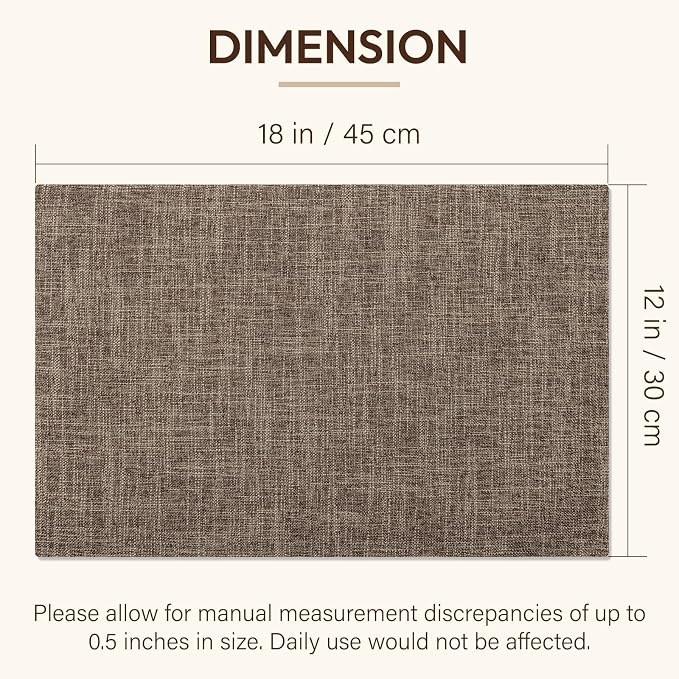 Blue Forest Placemats Set of 6, Dual-Layered Thickened Faux Linen Cloth Place - Image 6