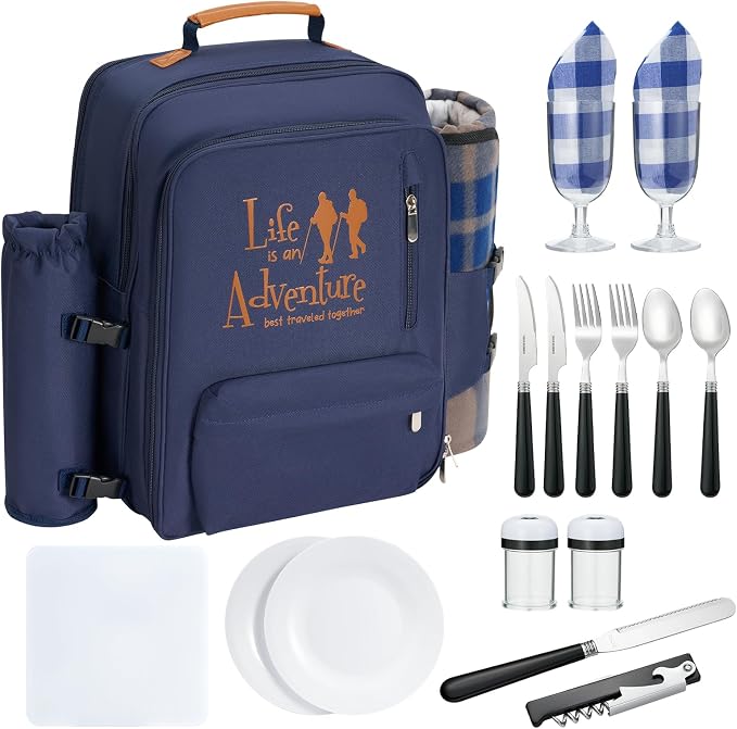 24L Insulated Picnic Basket Leak Proof Picnic Backpack by AWBRIDAL