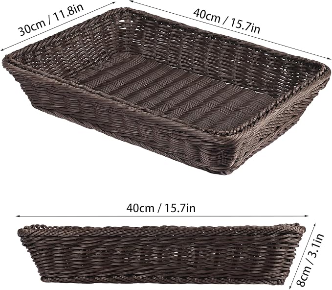 4 PCS 16x12 Inch Wicker Bread Basket, Woven Serving Basket, Tabletop Food - Image 2