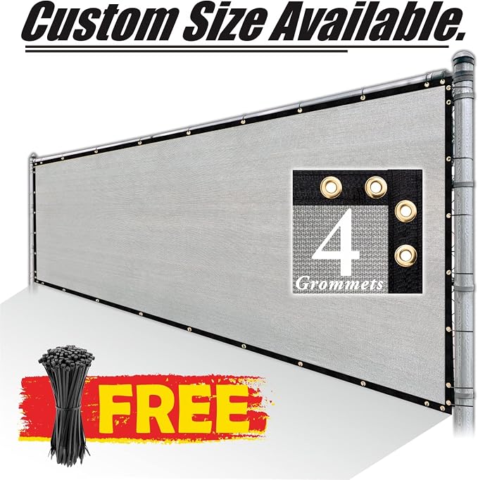 Royal Shade Custom Size 4' x 131' Grey Fence Privacy Screen Windscreen Cover - Image 8