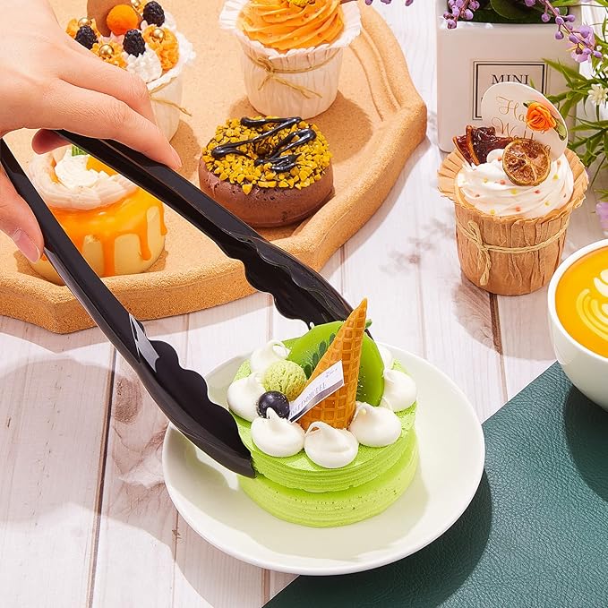 Serving Tongs 80 Pack, Black Plastic, 9 Inch Disposable Buffet Tongs
