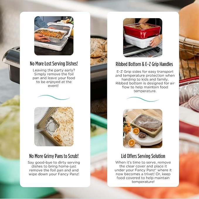 Fancy Panz - Denim Blue 9x13x2" Aluminum Foil Pan Carrier - Elevated Food - Image 5