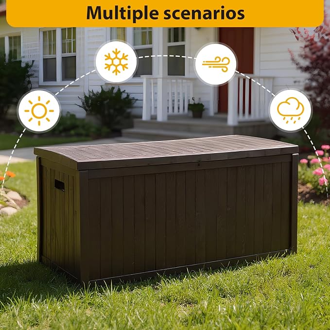 ETOYA Extra Wide Deck Box with Seat, Large Lockable Outdoor Storage Bench - Image 6