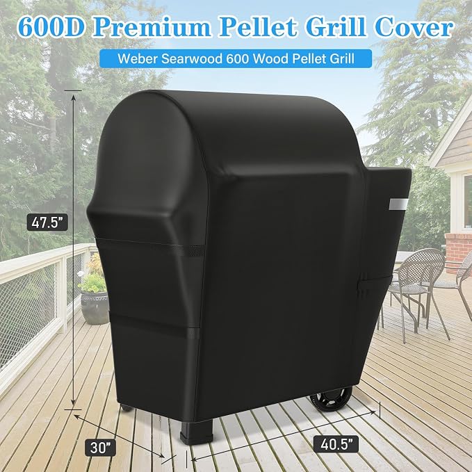 Utheer Grill Cover for Weber Searwood 600 Pellet Grill, Heavy Duty 600D - Image 2