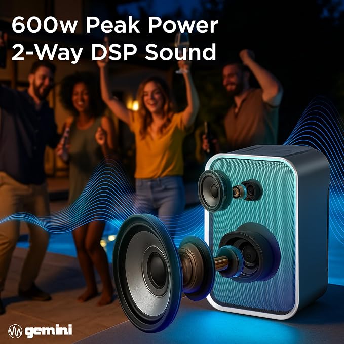 Gemini Portable Bluetooth Party Speaker - 600W Peak Power - Image 2