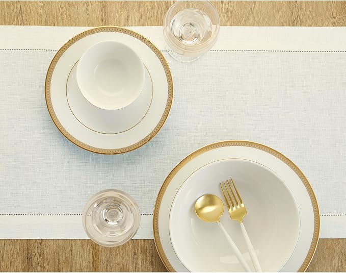 Solino Home Linen Ivory Table Runner 144 Inches Long - Image 3