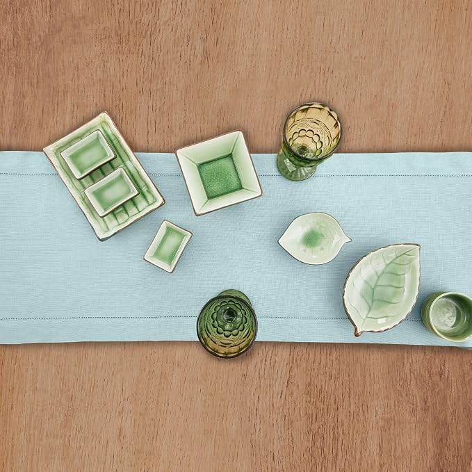 Solino Home Linen Aqua Blue Table Runner 72 Inches Long - Image 3