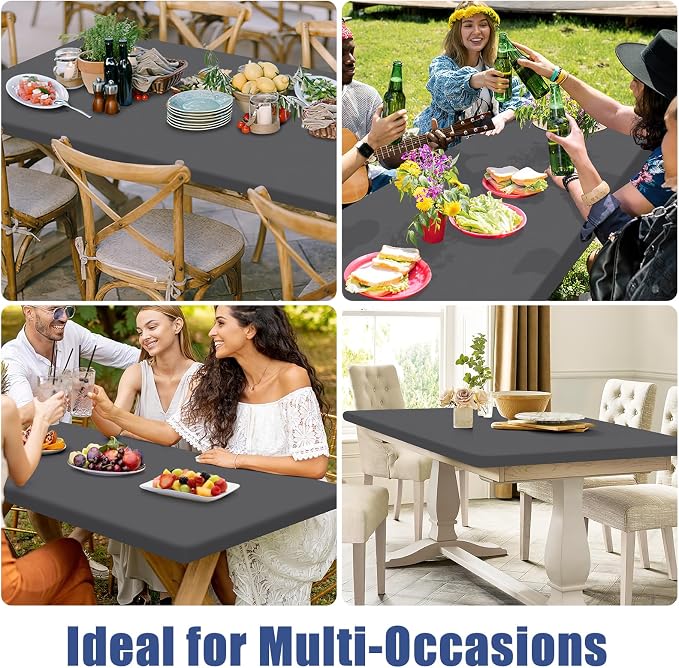 Spandex 4 Foot Rectangle Table Cloth 6 Pack, Elastic Fitted Tablecloths - Image 9