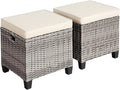 Tangkula 2 Pieces Patio Rattan Ottomans, Outdoor Wicker Footstool Footrest Seat by TANGKULA