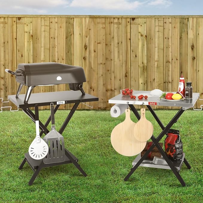 Folding Grill Table with Extra Storage Bottom Shelf, Indoor & Outdoor Prep - Image 9
