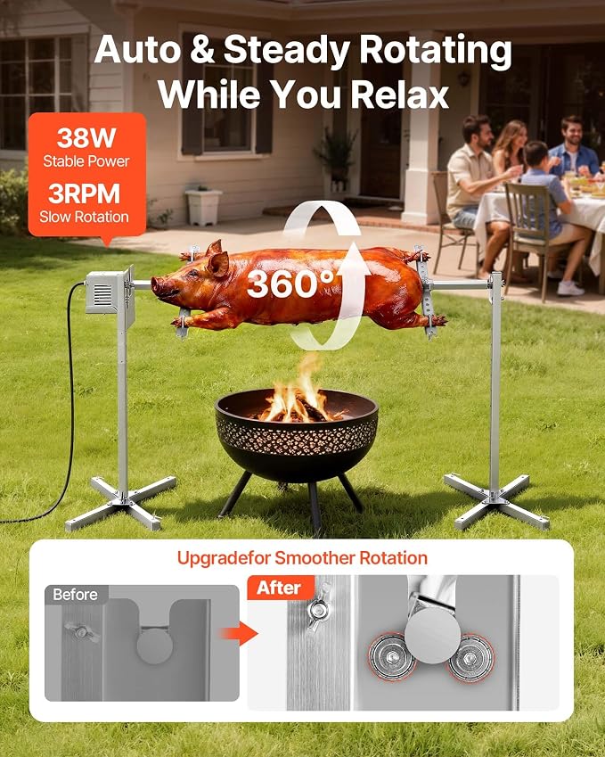 VEVOR Rotisserie Grill, 52in Electric Rotisserie Grill Kit 8 Level Height - Image 2