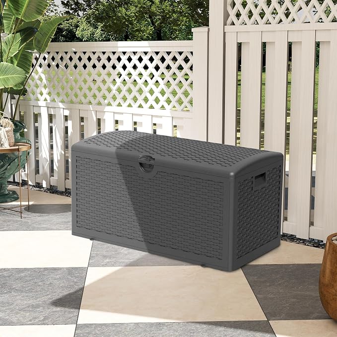 90 Gallon Resin Deck Box, Waterproof Outdoor Storage Bin - Image 9