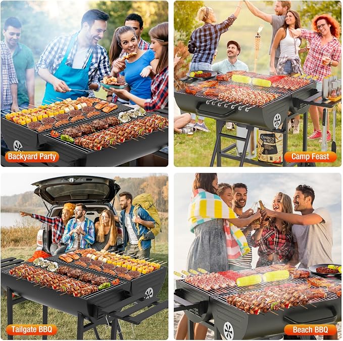 Extra Large Charcoal Barbecue Grill, 871 Sq. In. Cooking Space, Outdoor Barrel - Image 6