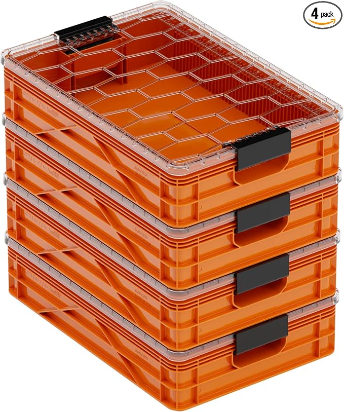 SIDIO Quarter Crate 4 Pack of Stackable Storage Bins by Sidio
