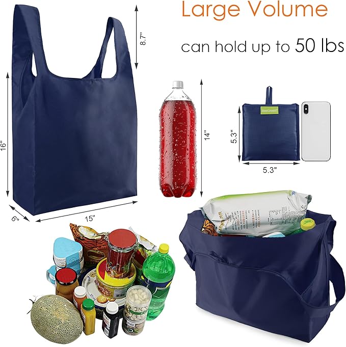 BeeGreen Navy Blue Reusable Grocery Bags Wholesale Reusable Kitchen Bags Bulk - Image 2