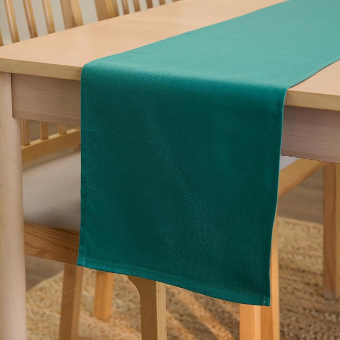 Encasa XO Table Runner 13"x72" Long | Cotton Canvas Fabric | Emerald Solid by EncasaXO