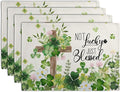St Patricks Placemats Set of 4 St. Patrick's Day Cross Shamrocks Clover Linen by Wnoesat