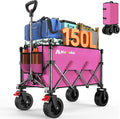 Collapsible Wagon Cart, 150L Heavy Duty Foldable Beach Wagon by Blomoba