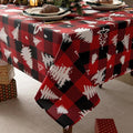 Red Gingham Plaid Christmas Tree Tablecloth by Essifunia