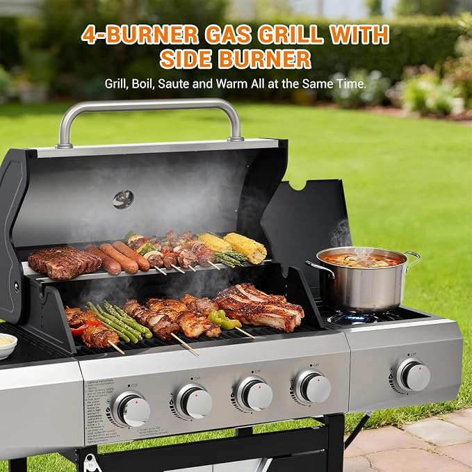 Upgraded 51, 000 BTU Stainless Steel Burner Barbecue Grill, 4 Burner BBQ - Image 3