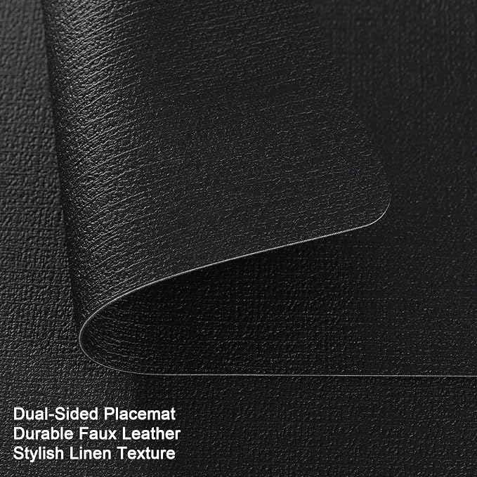 Myir JUN Placemats Dual Sided, Faux Leather Place Mats Set of 6 Indoor Placemats - Image 2
