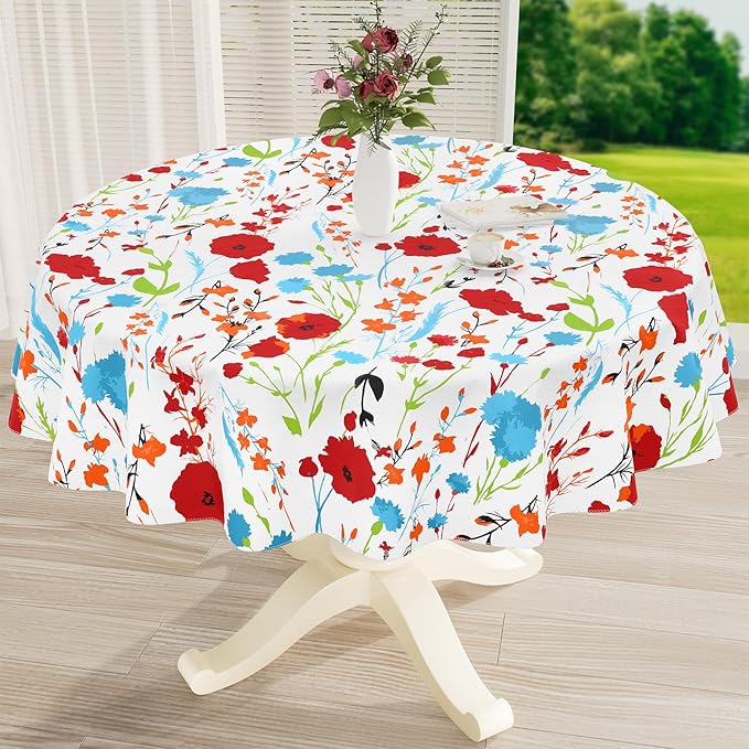 misaya Round Waterproof Vinyl Table Cloth, Wipeable Tablecloth by misaya